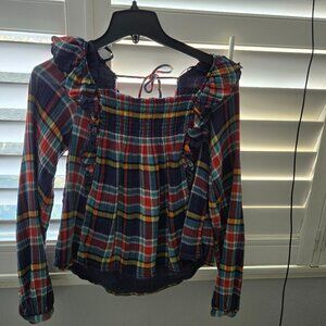 Free people plaid flannel baby doll like top